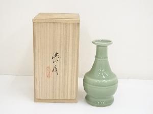 京焼　加藤渓山造　天龍寺青瓷花瓶（共箱）